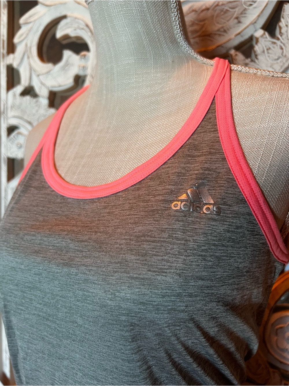 adidas Gray Heather Tank with Coral Trim